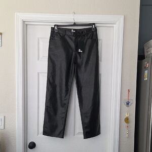 THE KOOPLES Black Fake Leather Straight Leg Pants
